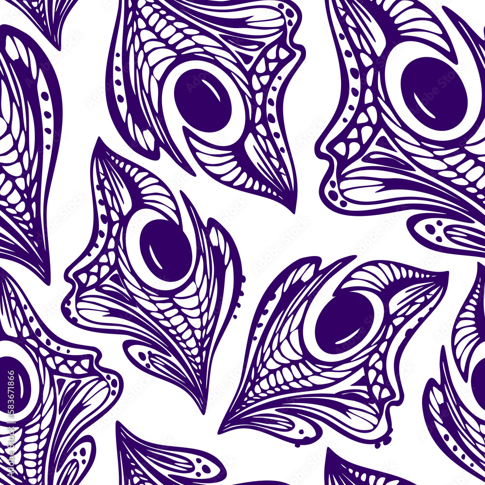 seamless pattern of blue abstract decorative elements on a white background, texture, design