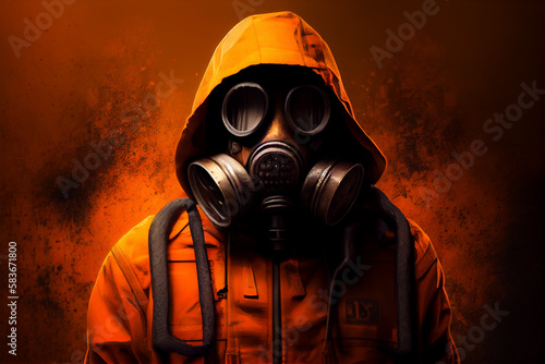 man in gas mask