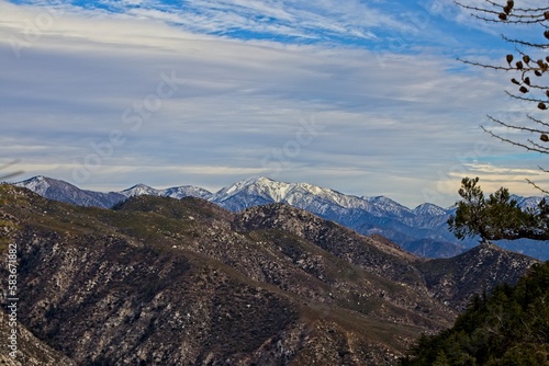 Snow dusts the San Gabriel Mountains that rise above Greater Los Angeles