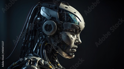 A cyborg with advanced technology, generative ai