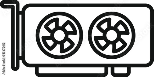 Video card icon outline vector. Ledger finance. Block chain