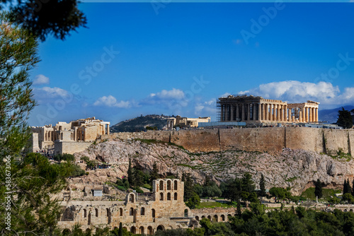 Beautiful view on the Acropolis (Parthenon) in Athens city, Greece