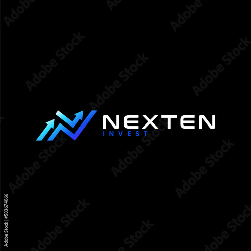 Letter N colorful gradient logo modern business invest