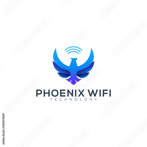 modern gradient logo phoenix wifi technology