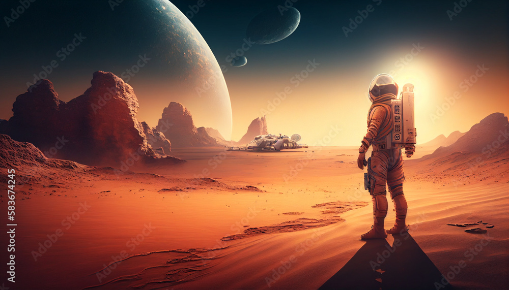 Astronaut exploring mars with generative ai