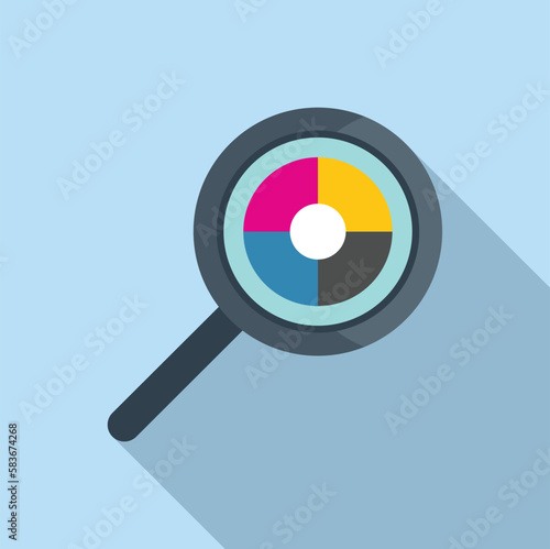 Search digital printing icon flat vector. Print machine. Offset color