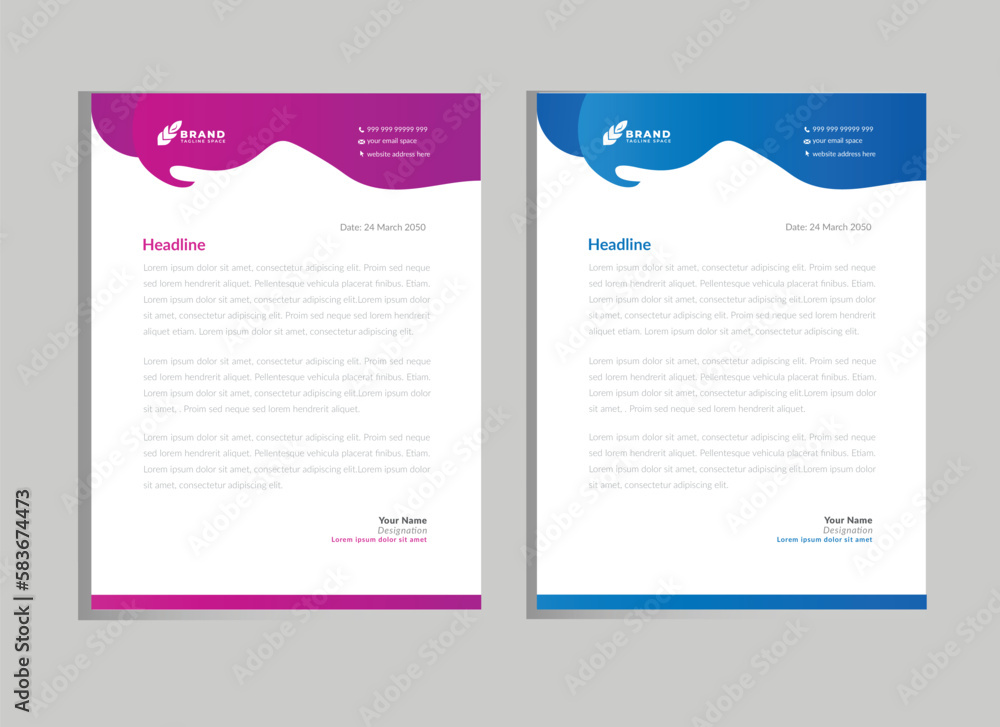 modern letterhead template for business. modern letterhead template for business.