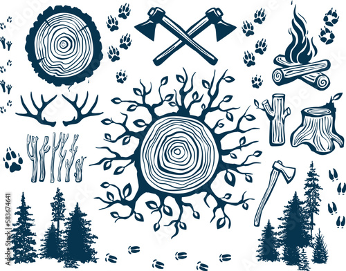 Trendy hipster lumberjack vectr set