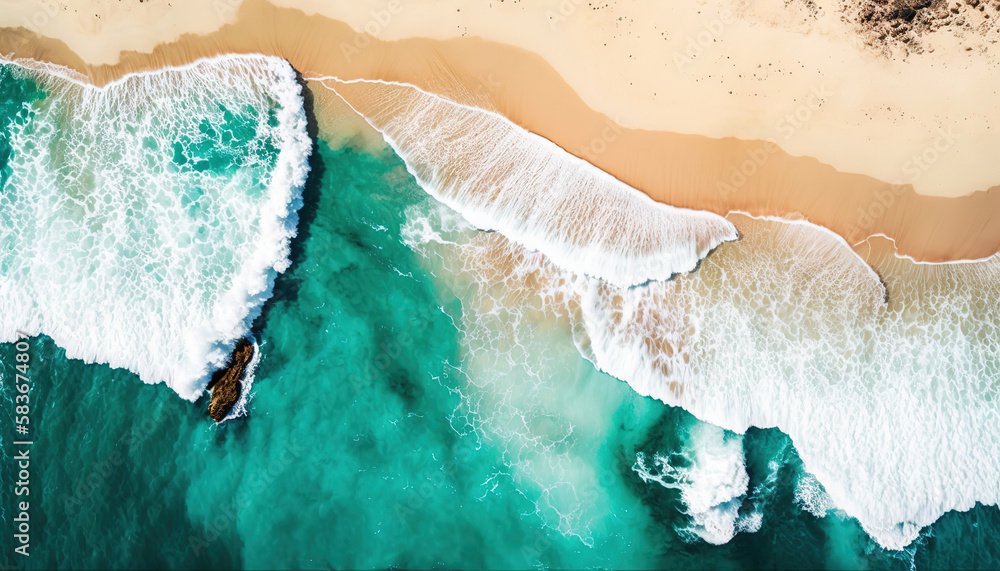 an aerial view of a sandy beach, sand and sea, art illustration 