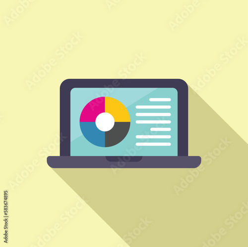 Laptop digital print icon flat vector. Color industry. Art shop