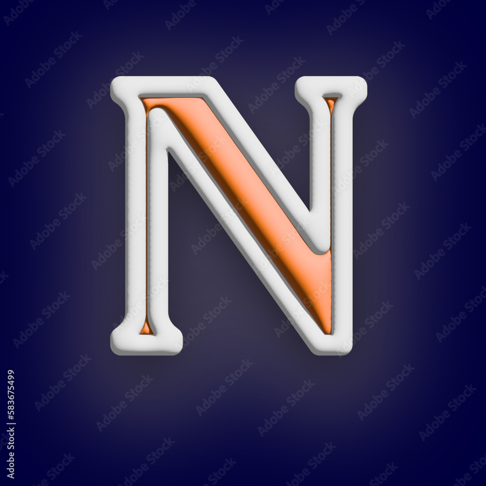 N letter photo in 3d rendering illustration blue background N letter photo in 3d rendering illustration blue background