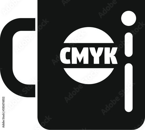 Cmyk print on mug icon simple vector. Digital machine. Service industry