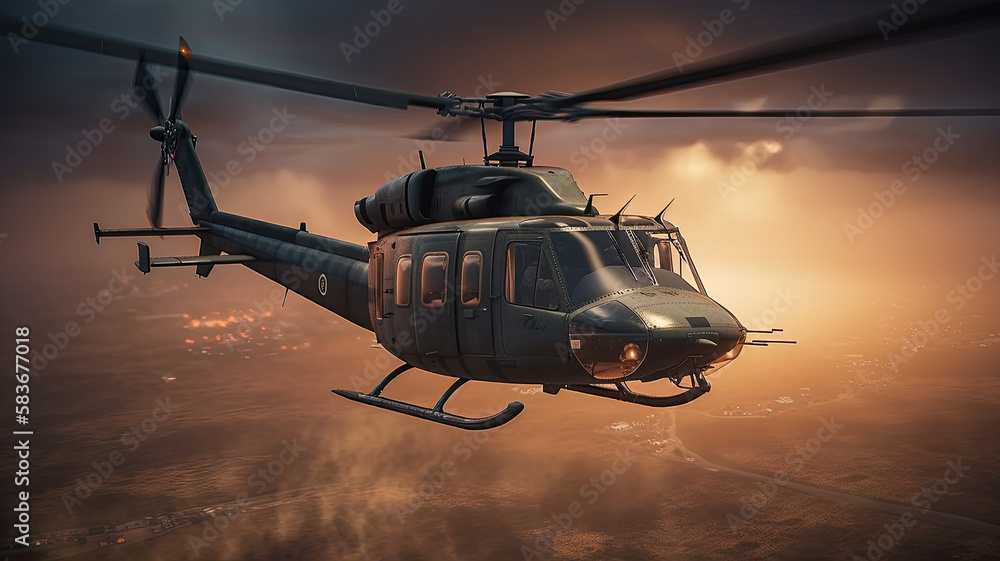 military helicopter in flight created with Generative AI technology military helicopter in flight created with Generative AI technology