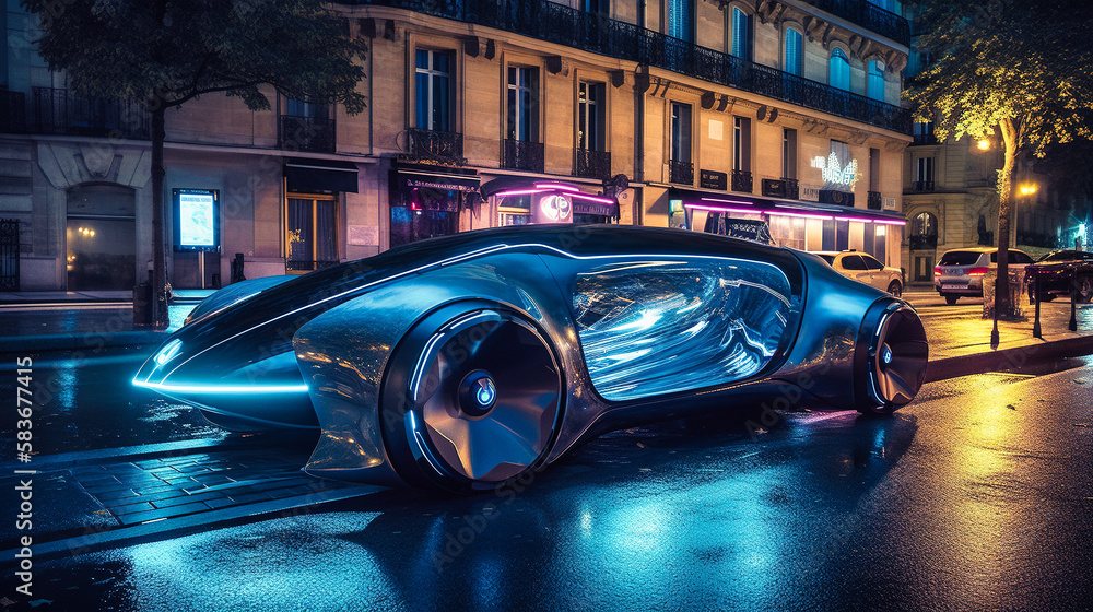 A futuristic car in Paris - generative ai
