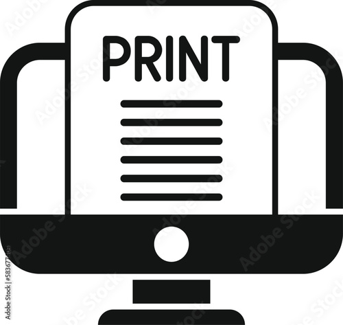 Pc print icon simple vector. Printer press. Copy paper