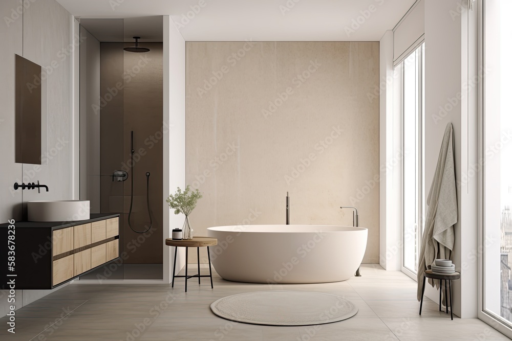 modern bathroom interior, minimalistic bathroom, AI, Generative AI, Created with AI modern bathroom interior, minimalistic bathroom, AI, Generative AI, Created with AI