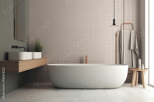 modern bathroom interior, minimalistic bathroom, AI, Generative AI, Created with AI