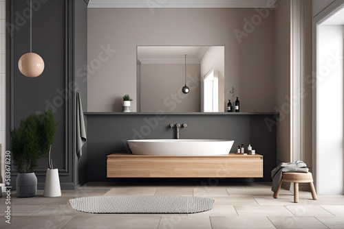 modern bathroom interior  minimalistic bathroom  AI  Generative AI  Created with AI