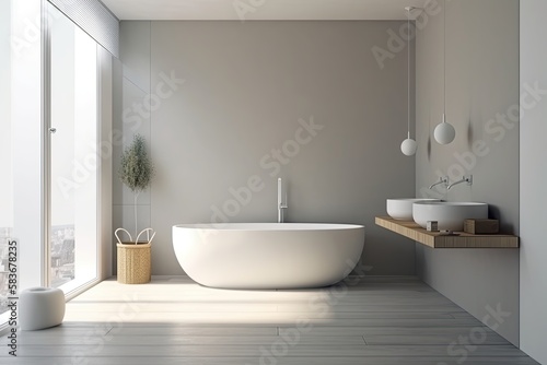 modern bathroom interior  minimalistic bathroom  AI  Generative AI  Created with AI