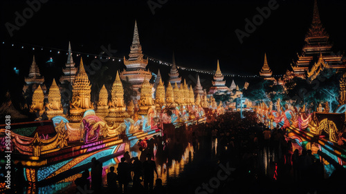 loy krathong festival at thailand created with Generative AI technology