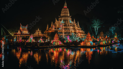 loy krathong festival at thailand created with Generative AI technology