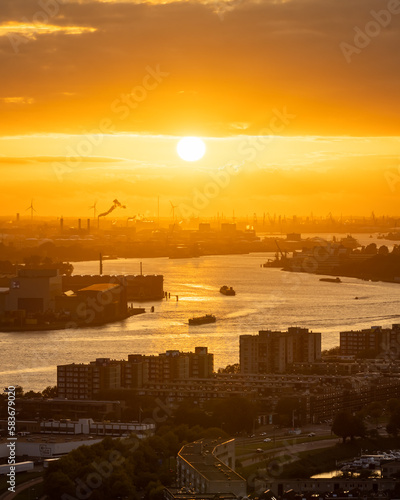 Sunset above the Port of Rotterdam