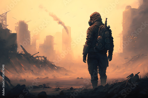 A post-apocalyptic wasteland. Generative AI