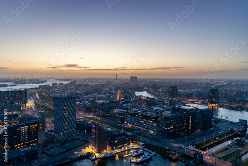 Start of Blue hour in Rotterdam, looking in the direction of the Port of Rotterdam © Jeroen Bukman