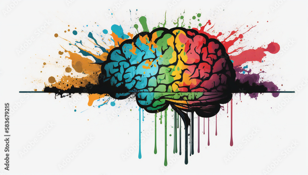 Brain, isolated on white background - watercolor style illustration background by Generative Ai