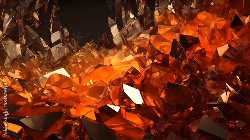orange glass fragments abstract background (ai generated)