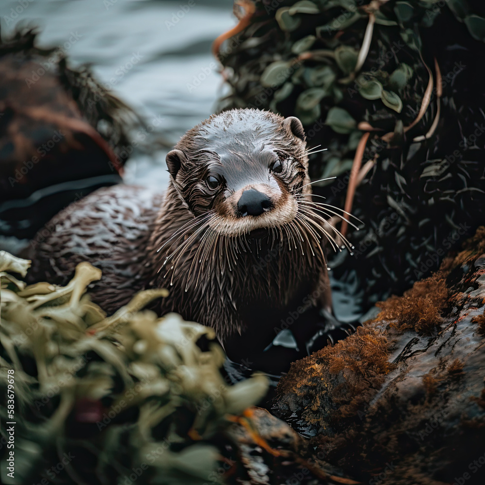 Uk Otter by River-UK Wildlife-Generative AI Uk Otter by River-UK Wildlife-Generative AI