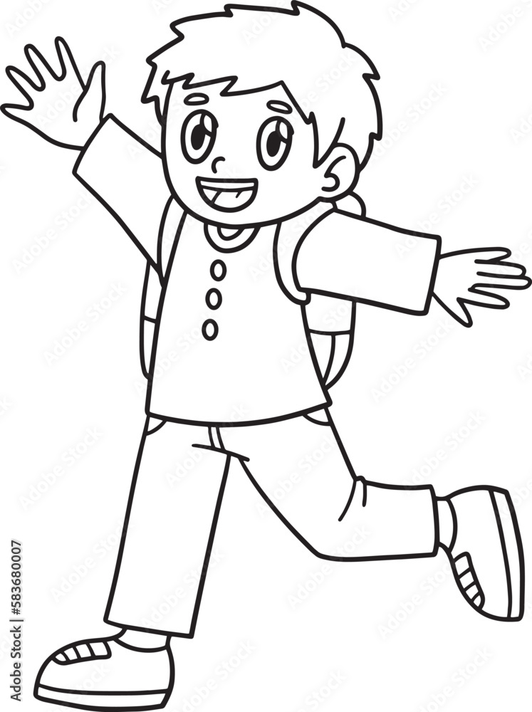 Back To School Happy Student Isolated Coloring Back To School Happy Student Isolated Coloring