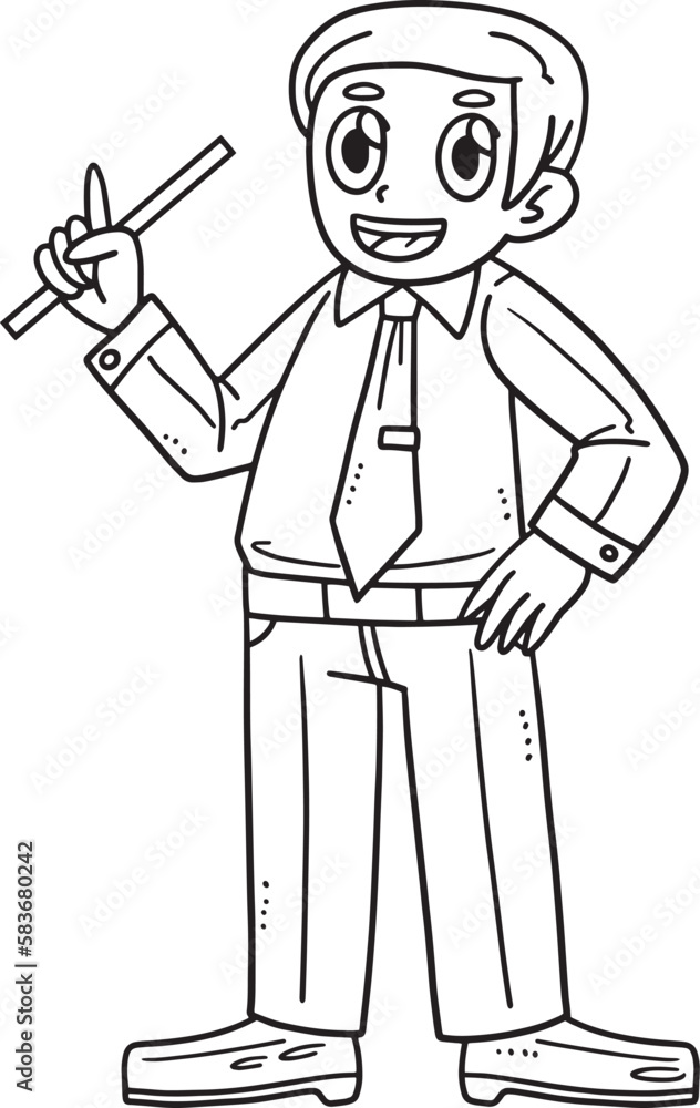Back To School Male Teacher Isolated Coloring Back To School Male Teacher Isolated Coloring