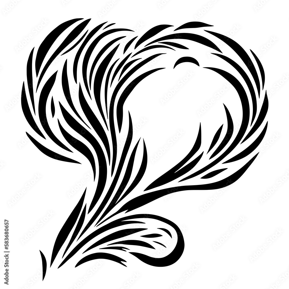 Obraz premium A flowery element for decorations, retro old style black shape, silhouette, ornamental motif. 