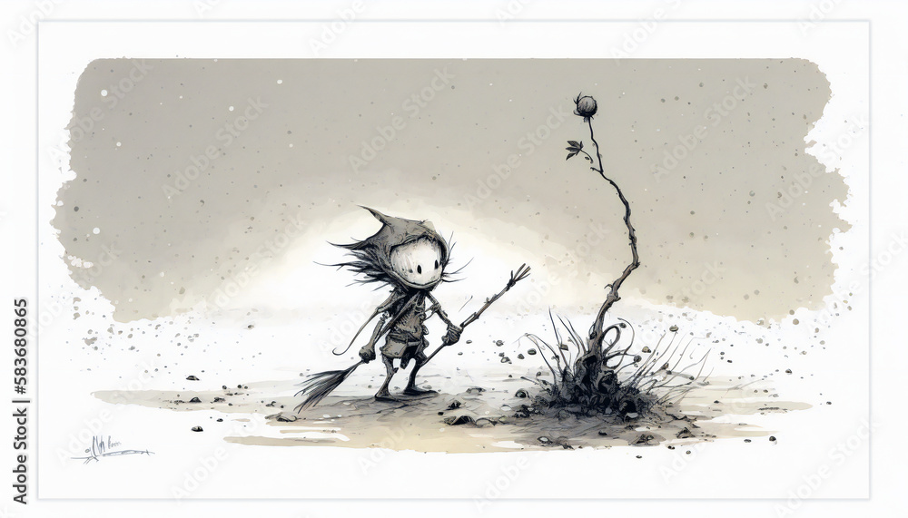 Tiny Mystical Being in Enchanted Forest, isolated on white background - watercolor style illustration background by Generative Ai Tiny Mystical Being in Enchanted Forest, isolated on white background - watercolor style illustration background by Generative Ai