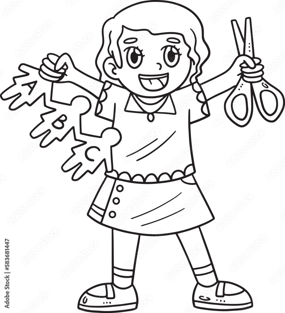 Back To School Child with Scissors Isolated Back To School Child with Scissors Isolated