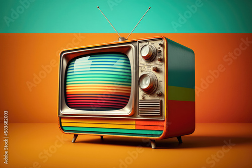 retro tv on vibrant colors created with Generative AI technology 