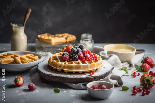 Waffle with berries