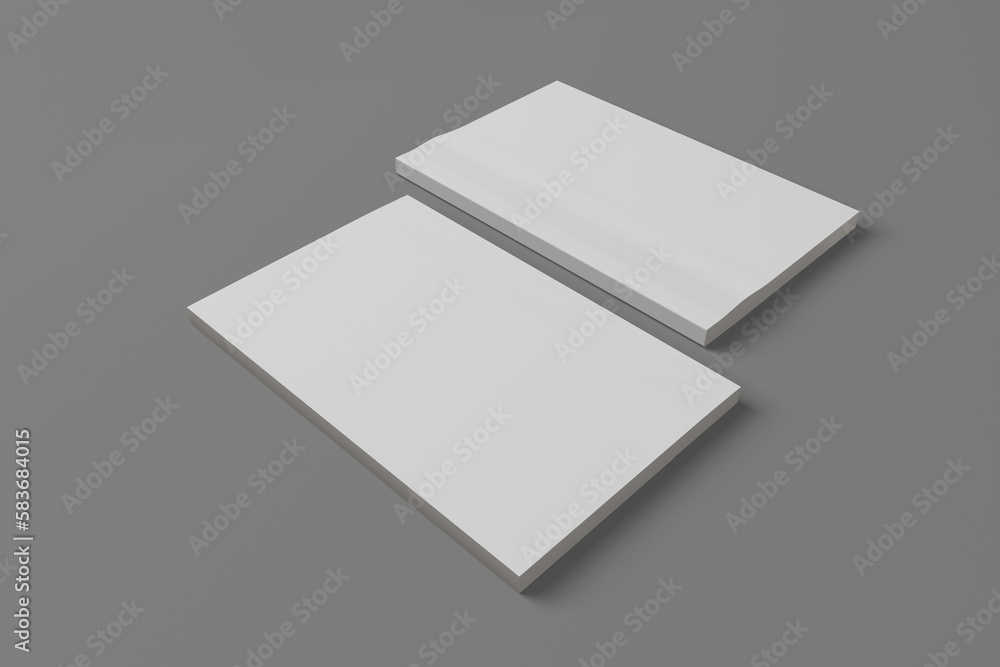 2 softcover book mockups are standing on a gray background, designed with 3D render visual effects that are indistinguishable from reality. A mockup, with flashy white covers resembling a real book. 2 softcover book mockups are standing on a gray background, designed with 3D render visual effects that are indistinguishable from reality. A mockup, with flashy white covers resembling a real book.