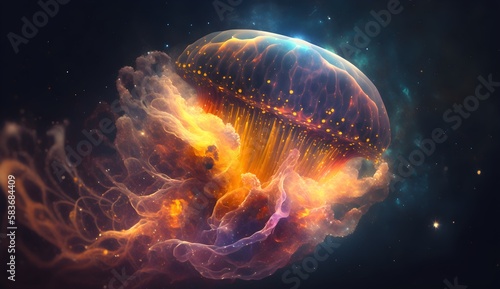 jellyfish with a galaxy inside it Generative AI © Phonklab