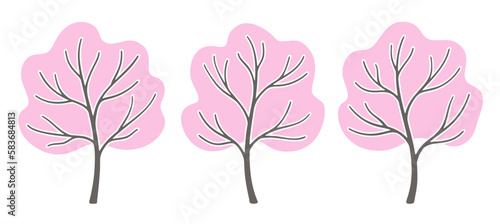 Pink sakura tree illustrations
