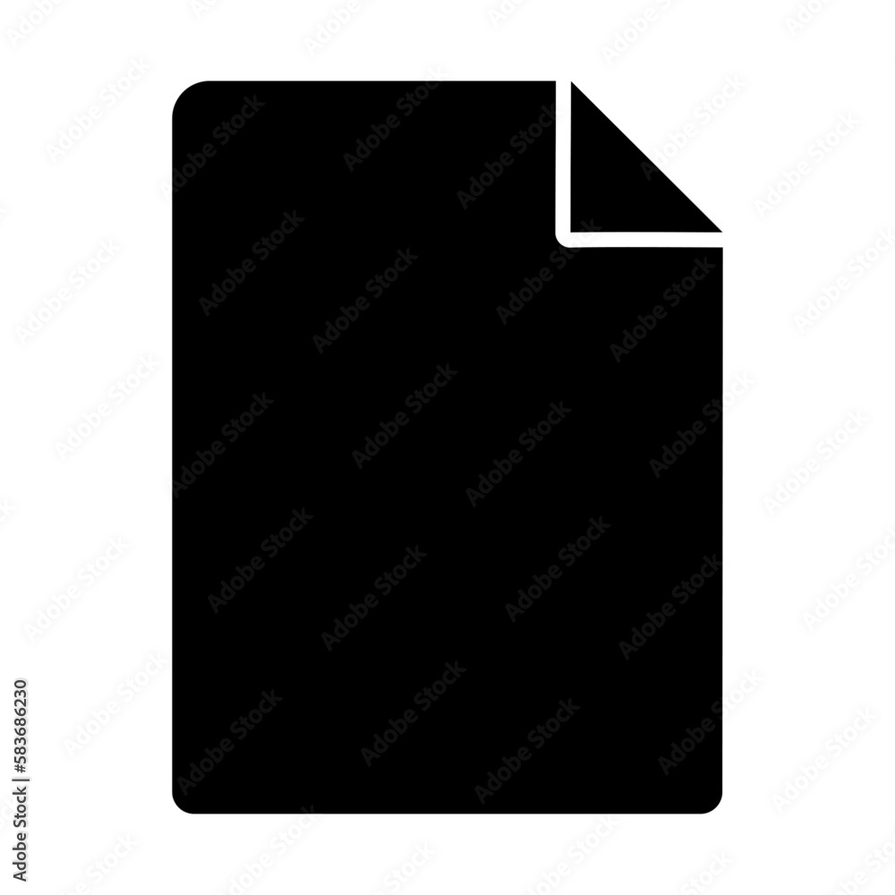 Paper document icon. Isolated Black symbol. Vector illustration on white Paper document icon. Isolated Black symbol. Vector illustration on white