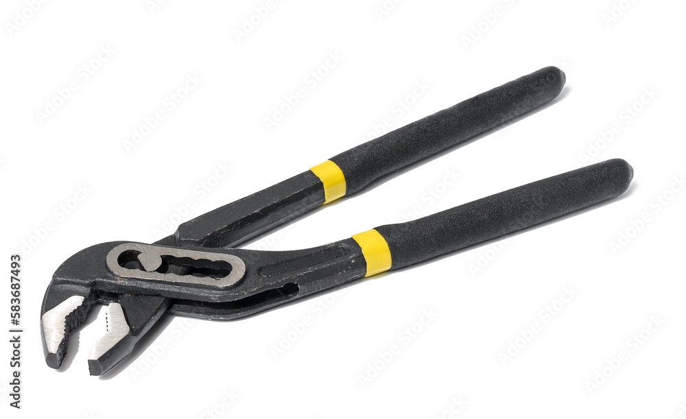 Metal universal adjustable wrench on white isolated background Metal universal adjustable wrench on white isolated background