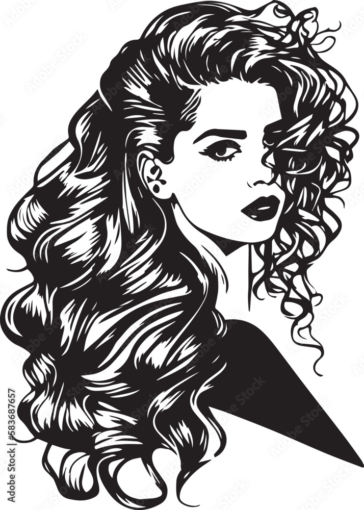 Beautiful woman with long hair Vector art illustration Beautiful woman with long hair Vector art illustration