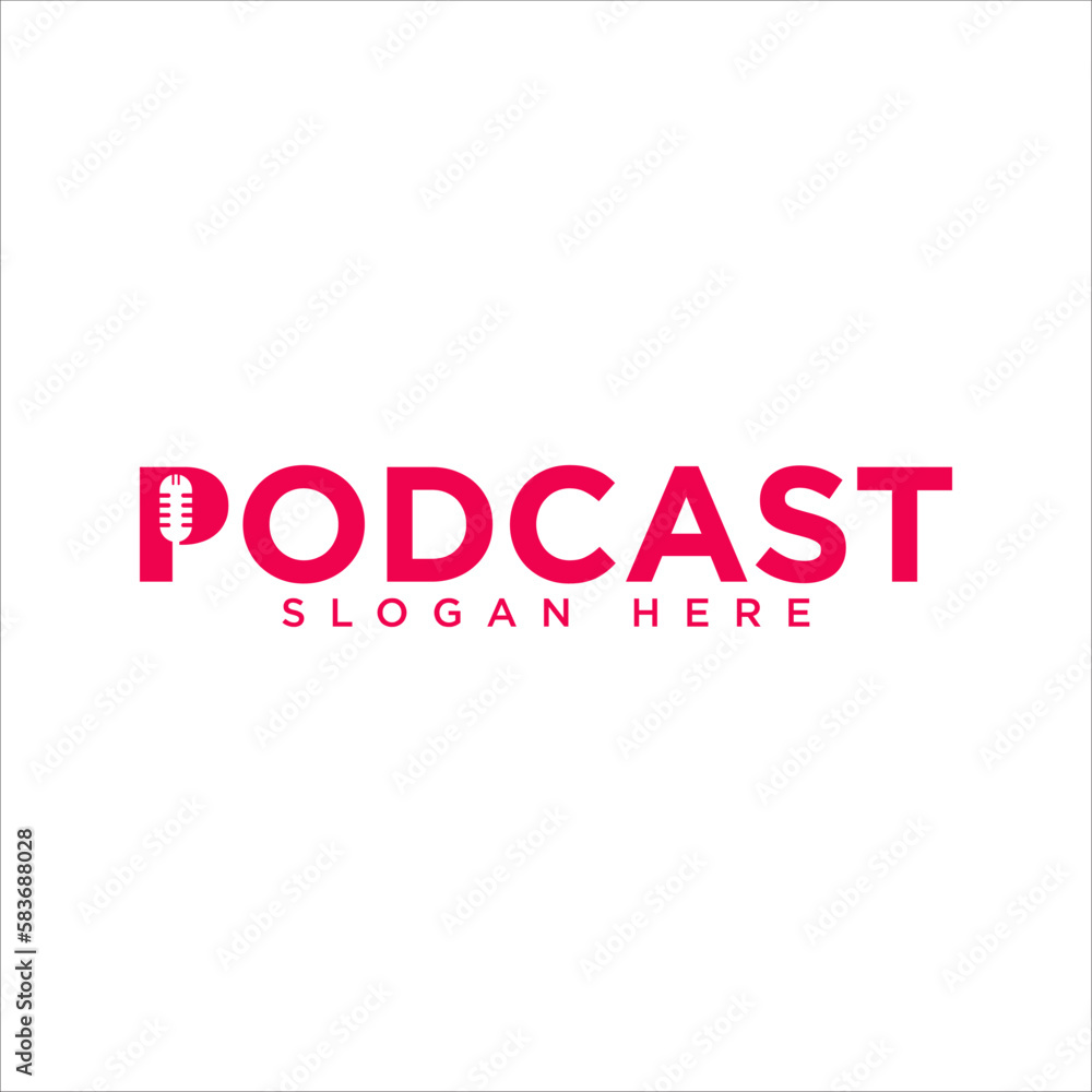 Podcast or Radio Logo design using Microphone and Bubble chat or talk icon Podcast or Radio Logo design using Microphone and Bubble chat or talk icon