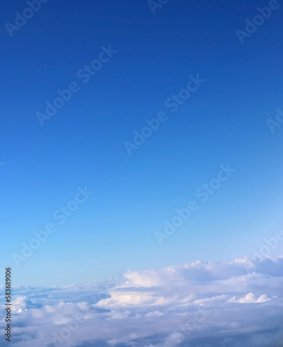 Clouds photographed from an airplane window