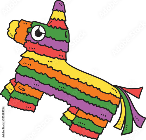 Cinco de Mayo Burro Pinata Cartoon Clipart 