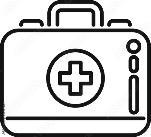 First aid kit icon outline vector. Travel equipment. Outdoor activity