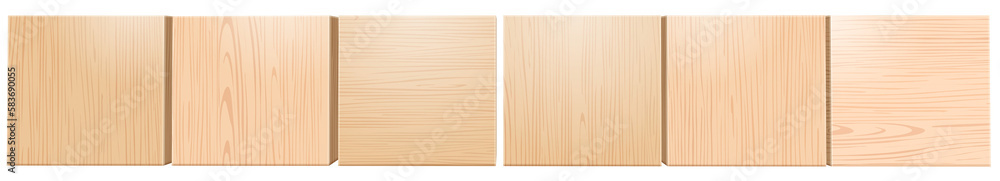 Naklejka premium Wooden Blocks 3d Realistic Illustration. Front Perspective View. Business, Creative or Idea Template.