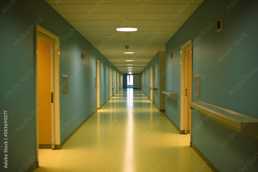 Photography of a Hallway in a Hospital created with Generative AI